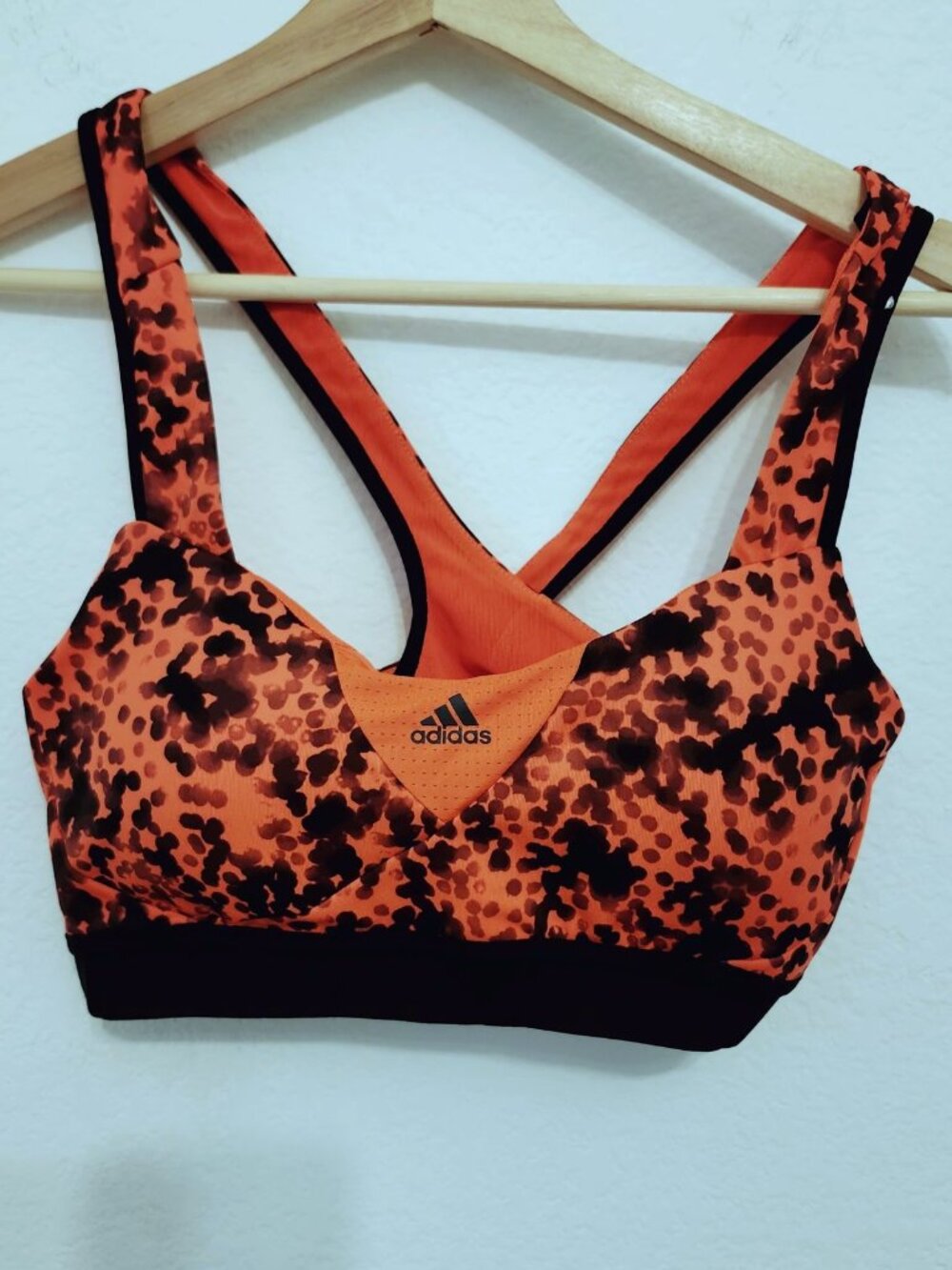 Adidas Orange Animal Print Sports Bra Sz M